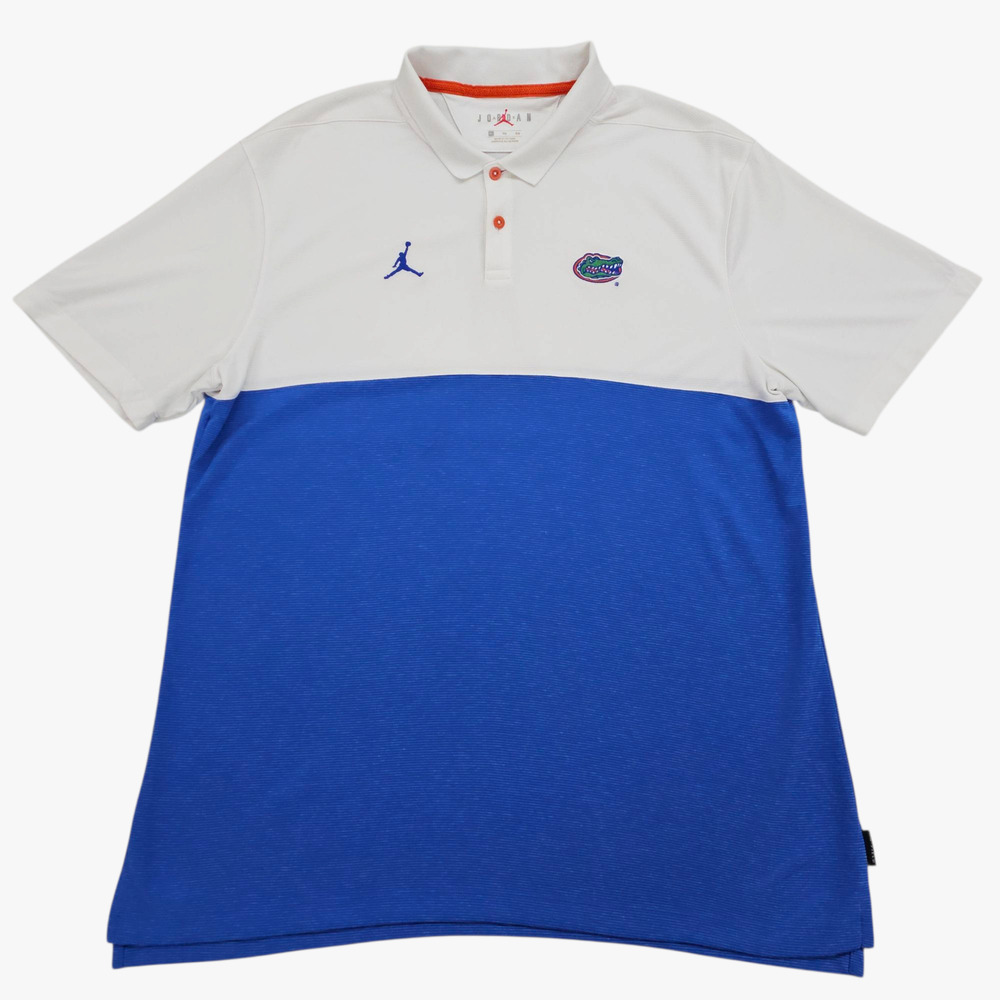 Florida Gators Air Jordan Polo Shirt Mens XL White Blue Football Golf Jumpman